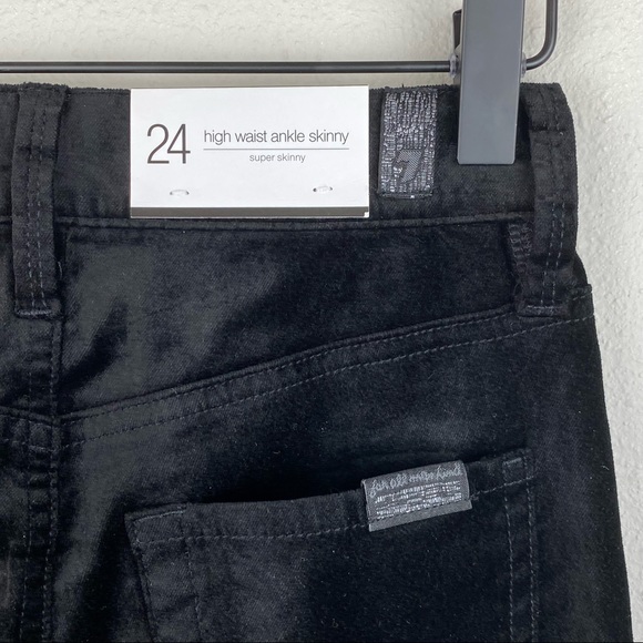 7 For All Mankind High Waist Velvet Ankle Skinny w/ Exposed Button Fly - Sz 24 - Picture 8 of 12